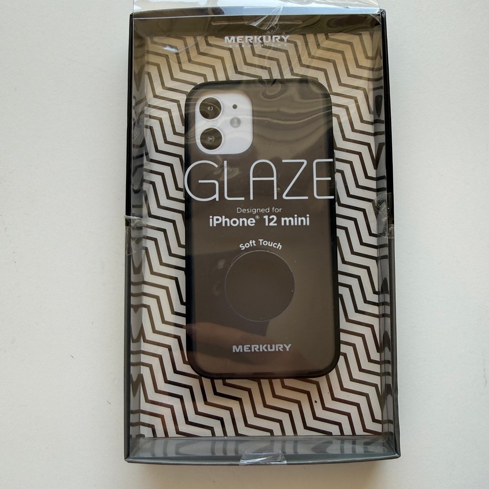 Merkury Innovations Glaze iPhone 12 mini Case Soft Touch Hardshell Smoke Black